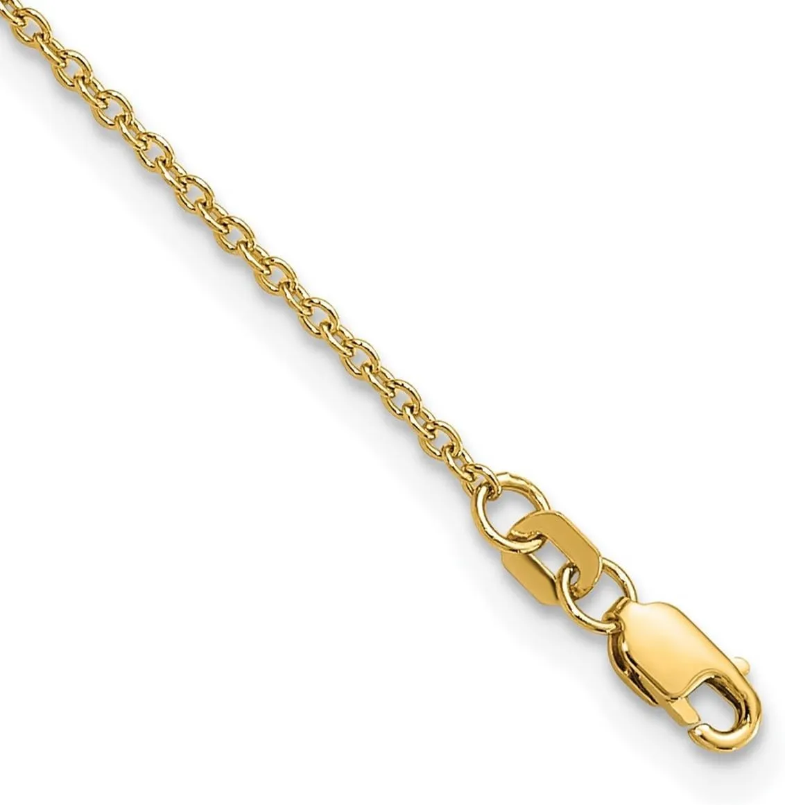 10k Solid Gold 1.4mm-Solid Polished Cable Chain Anklet - Jewelry Gift for Mom