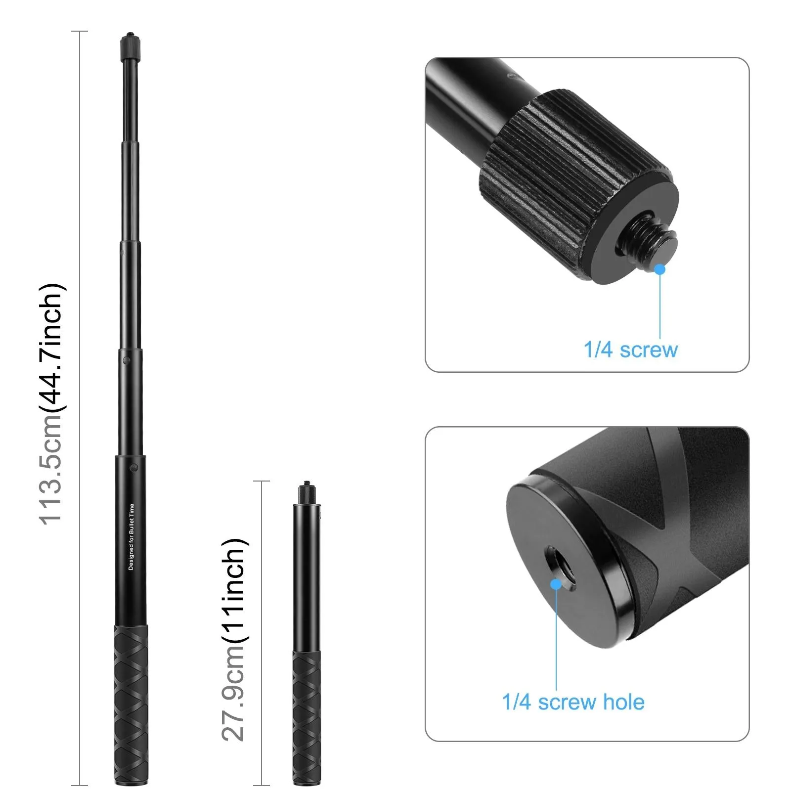 110cm Metal Selfie Stick Monopod for Insta360 one Rs X2 X3 X4