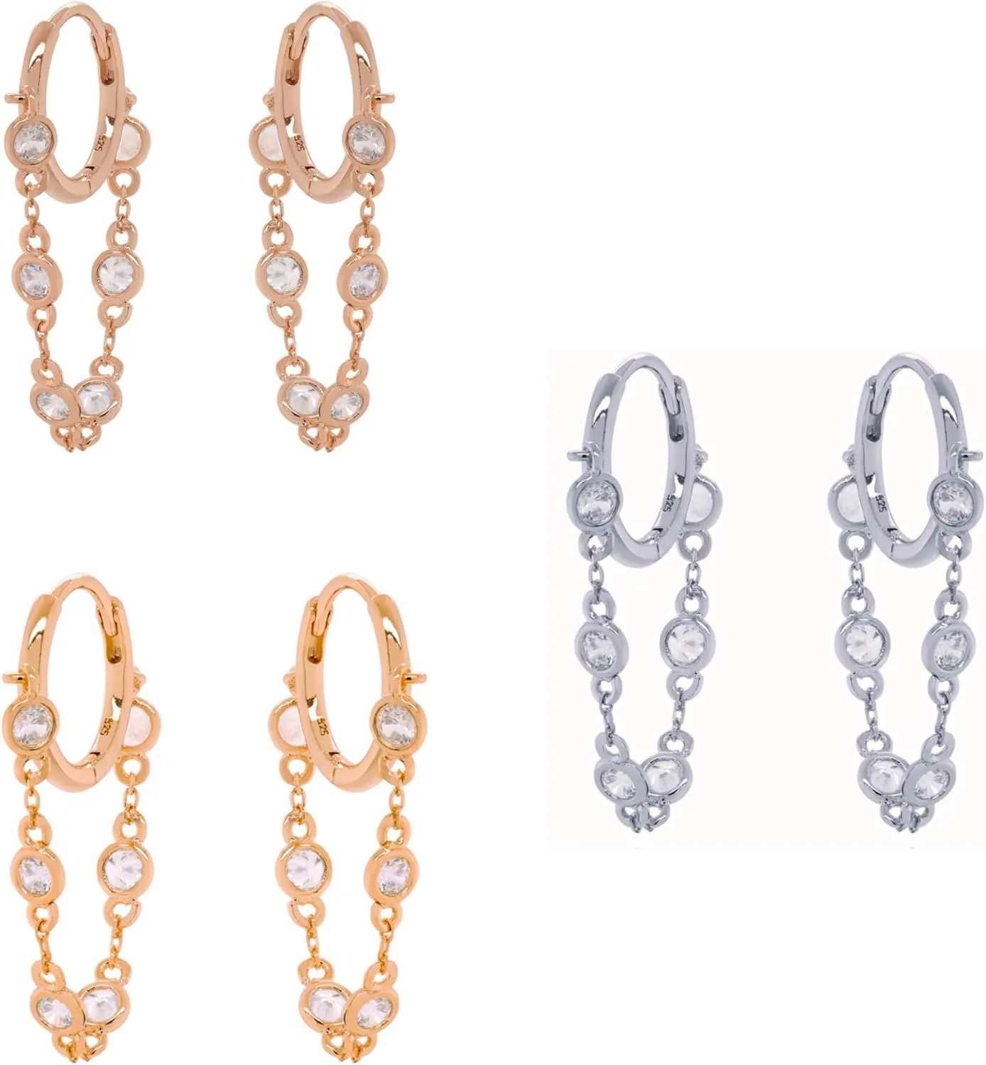 14K Gold Drops Dangling Hoop Earring, Bezel Set Diamond (0.15ct) Huggie Hoops, Long Charm Huggies Earring, Handmade Fine Gift Jewelry.