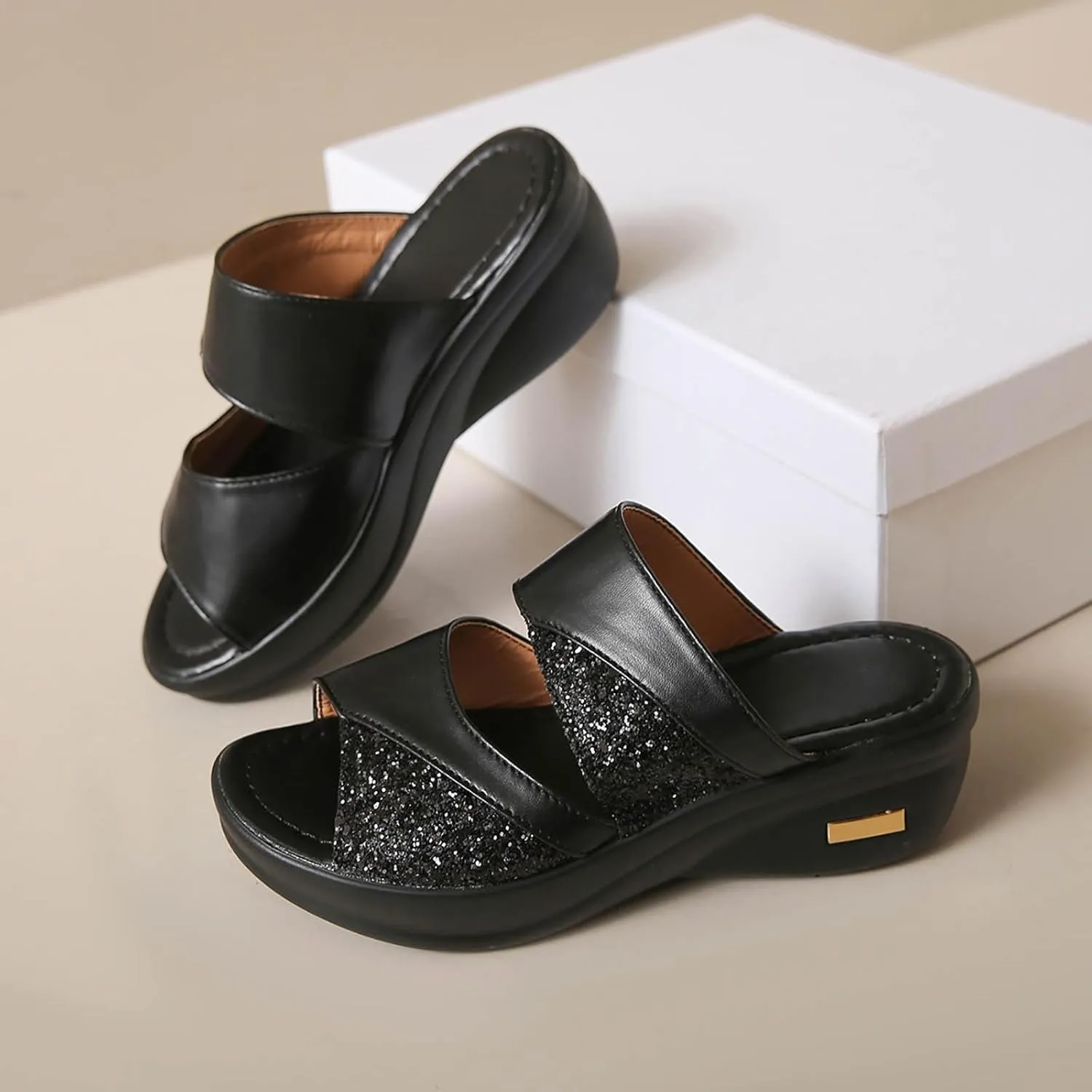 2025 Orthopedic Sandals for Women Comfortable Non-Slip Walking Footwear with Arch Support Breathable Beach Vacation Slippers Summer Soft Sole Wedge Heel Shoe Outdoor Open Toe Slip-On Casual Slides