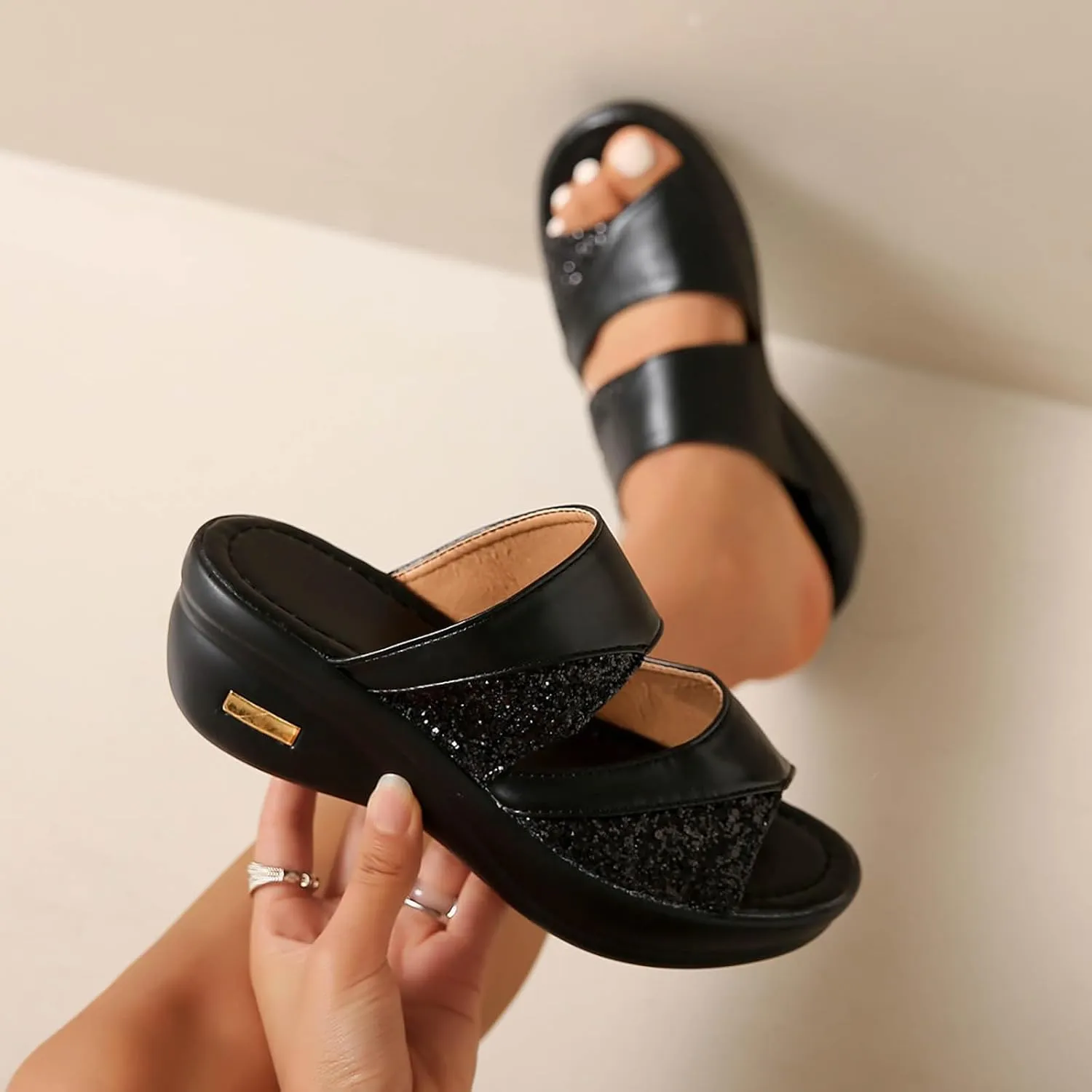 2025 Orthopedic Sandals for Women Comfortable Non-Slip Walking Footwear with Arch Support Breathable Beach Vacation Slippers Summer Soft Sole Wedge Heel Shoe Outdoor Open Toe Slip-On Casual Slides