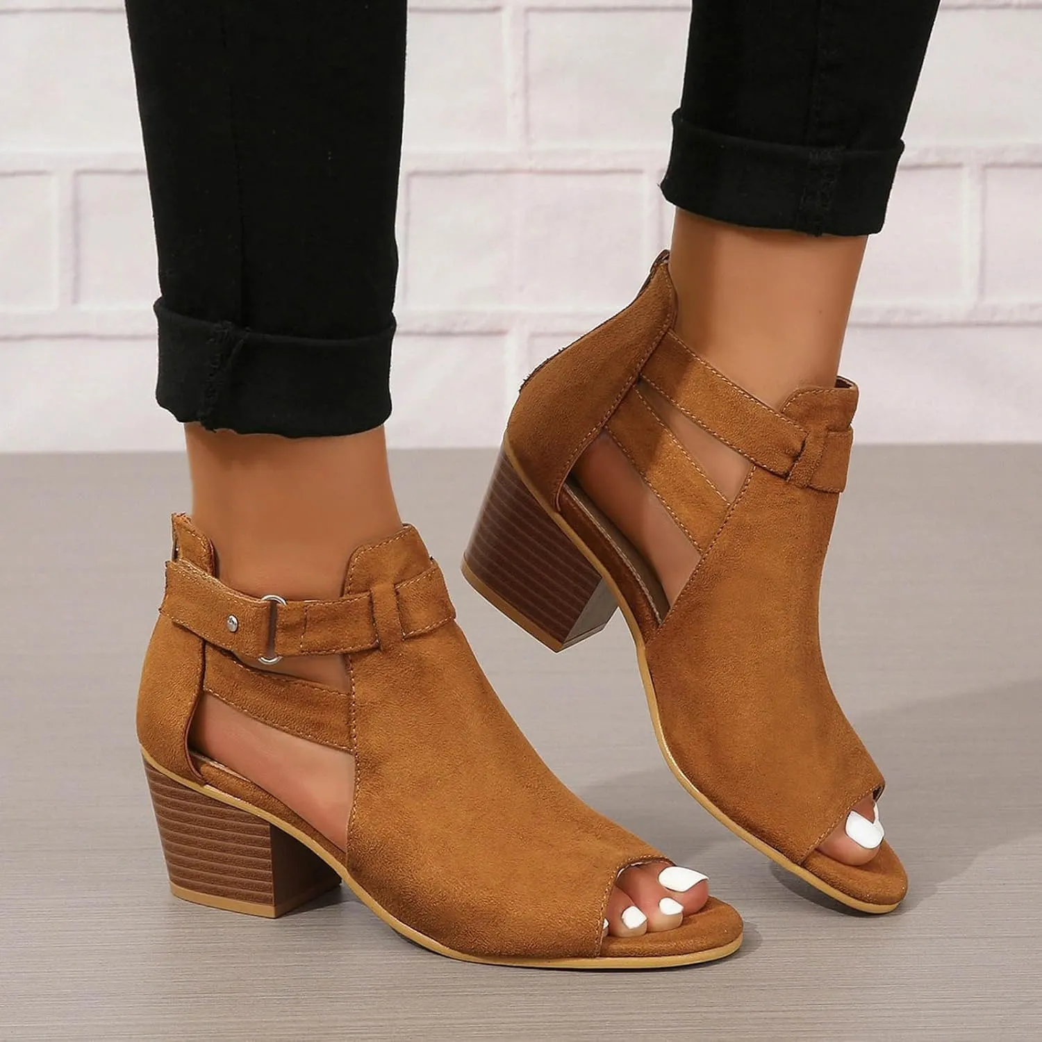 2025 Women Block Chunky Heels Sandals Outdoor Ladies Dress Slip-On Slides Comfortable Dance Party Wedge Heel Shoe with Ankle Strap Fashion Beach Vacation Slippers Breathable Walking Footwear