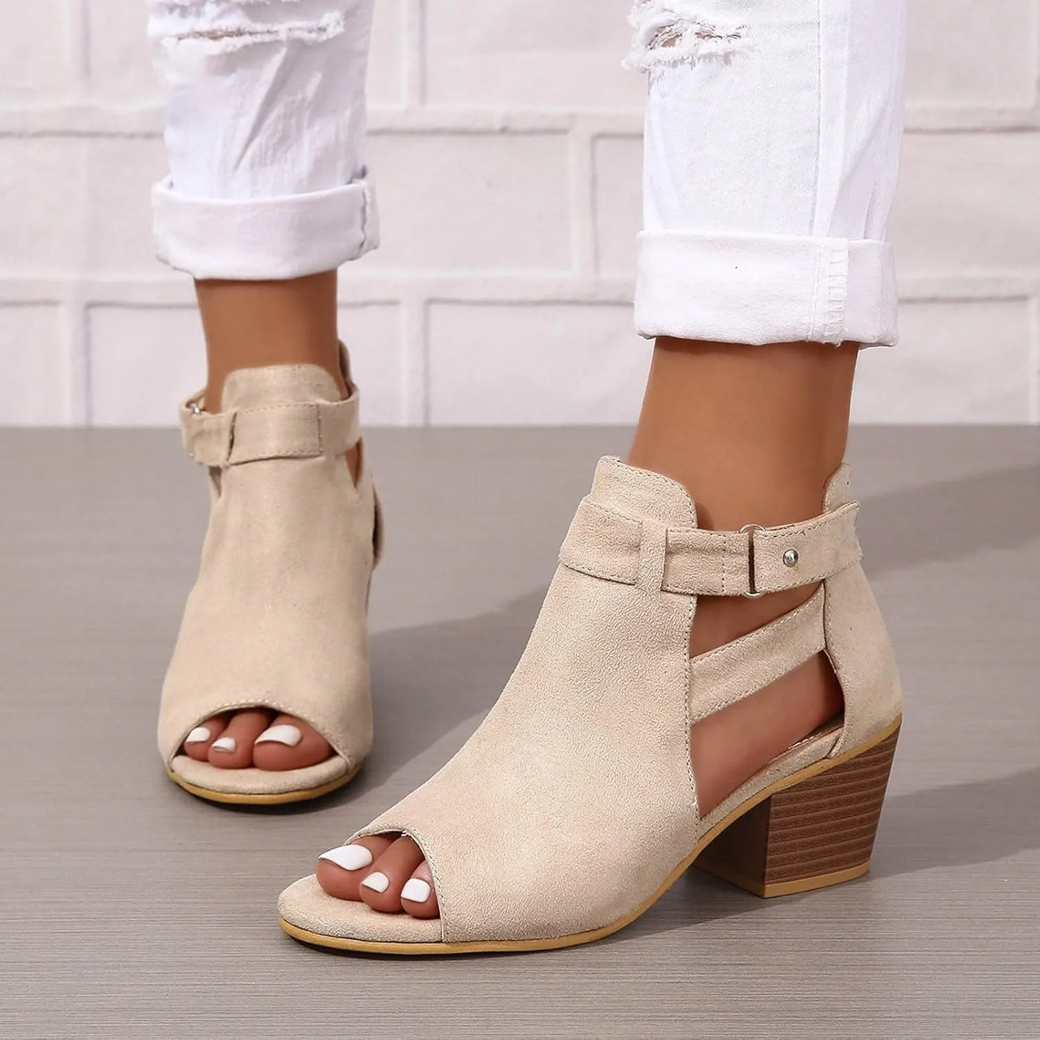 2025 Women Block Chunky Heels Sandals Outdoor Ladies Dress Slip-On Slides Comfortable Dance Party Wedge Heel Shoe with Ankle Strap Fashion Beach Vacation Slippers Breathable Walking Footwear