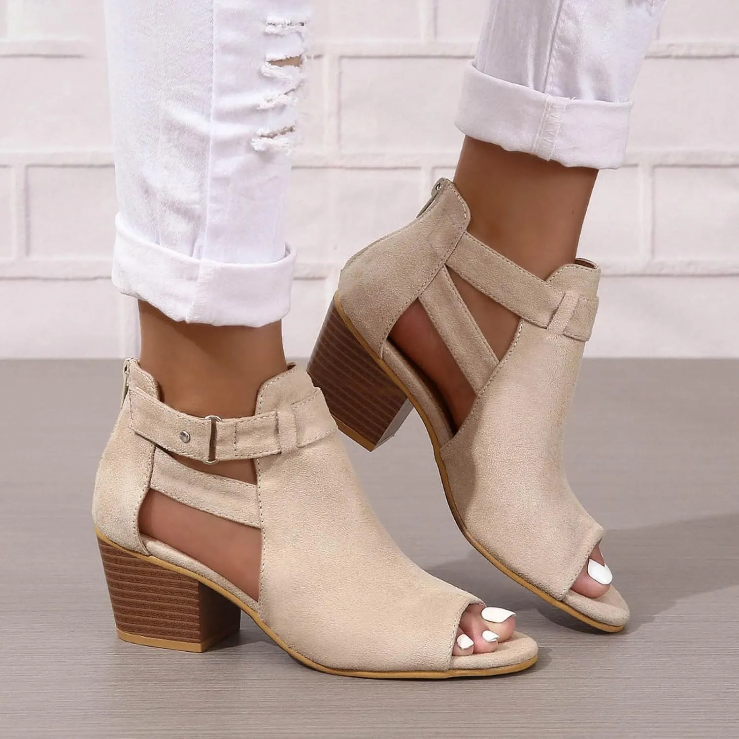 2025 Women Block Chunky Heels Sandals Outdoor Ladies Dress Slip-On Slides Comfortable Dance Party Wedge Heel Shoe with Ankle Strap Fashion Beach Vacation Slippers Breathable Walking Footwear