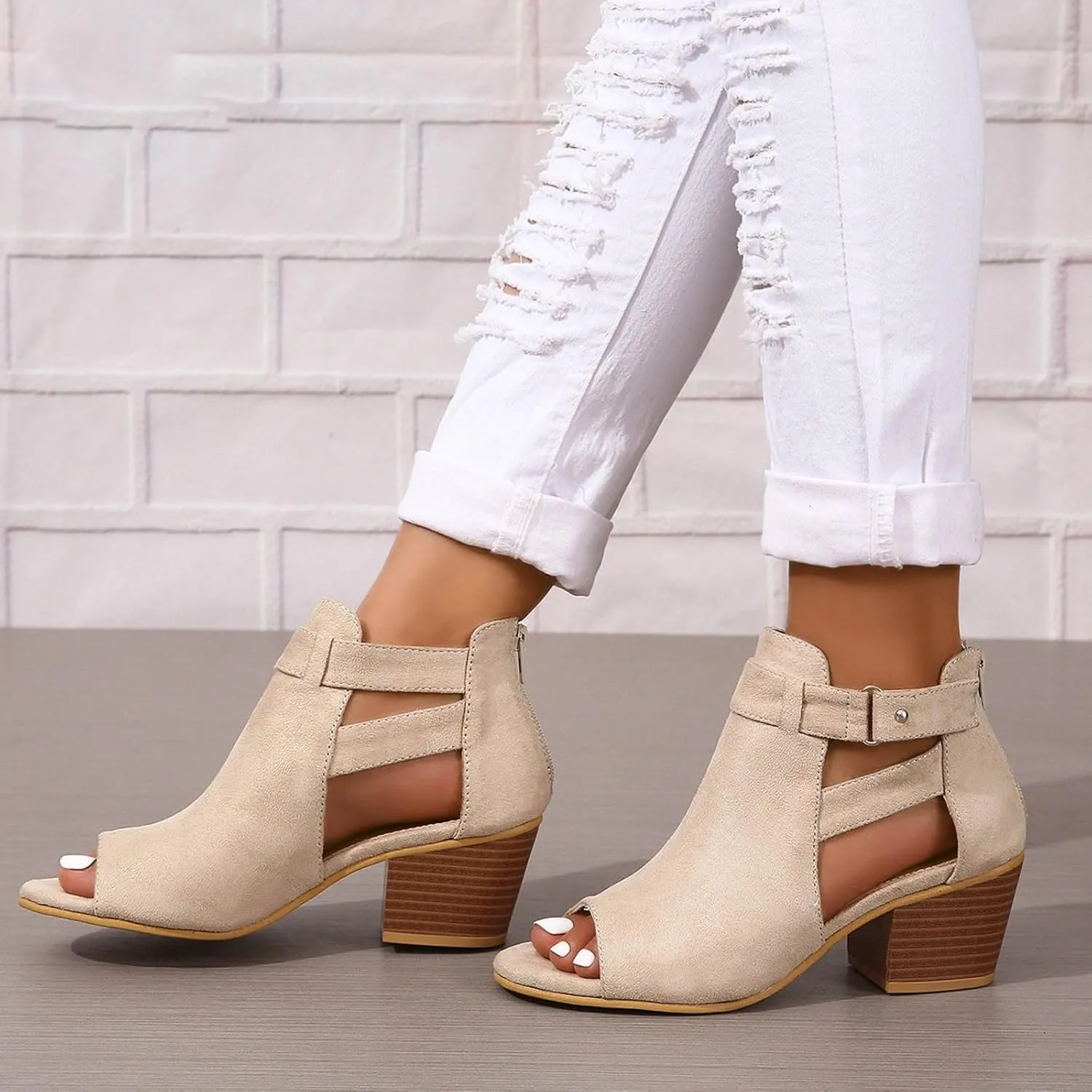 2025 Women Block Chunky Heels Sandals Outdoor Ladies Dress Slip-On Slides Comfortable Dance Party Wedge Heel Shoe with Ankle Strap Fashion Beach Vacation Slippers Breathable Walking Footwear