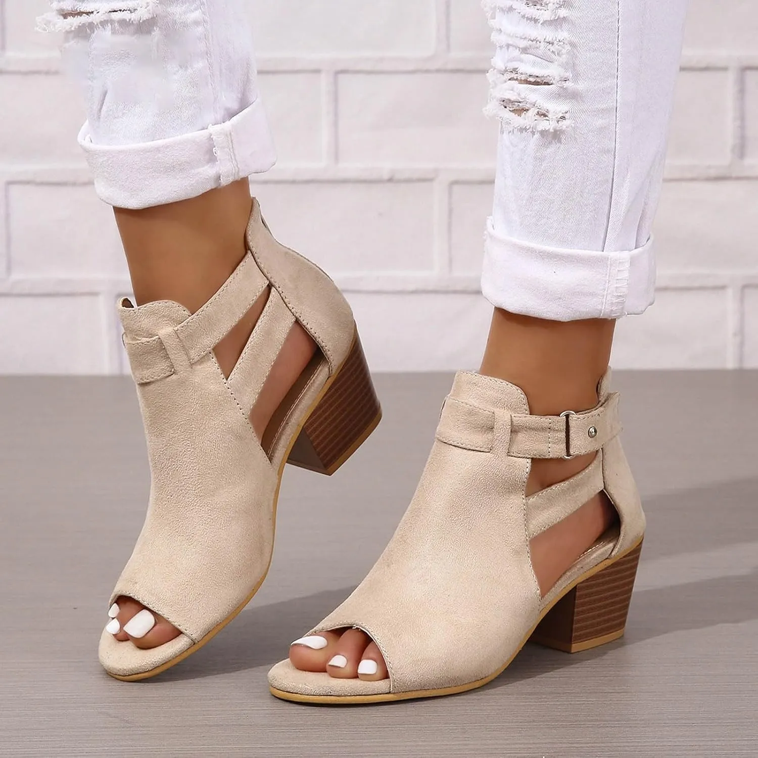 2025 Women Block Chunky Heels Sandals Outdoor Ladies Dress Slip-On Slides Comfortable Dance Party Wedge Heel Shoe with Ankle Strap Fashion Beach Vacation Slippers Breathable Walking Footwear