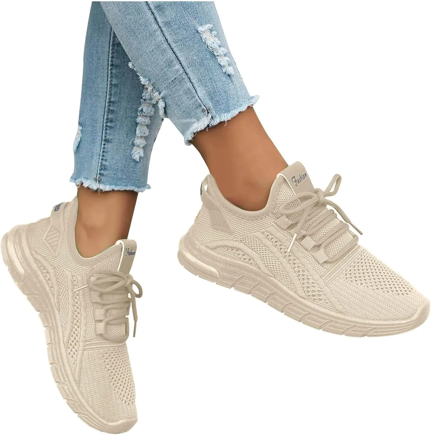 2025 Women Closed Toe Shoes Fashion Breathable Mesh Sport Sneakers Comfortable Non-Slip Slip-On Loafer Slides Summer Beach Vacation Slippers Indoor/Outdoor Lace Up Walking Footwear