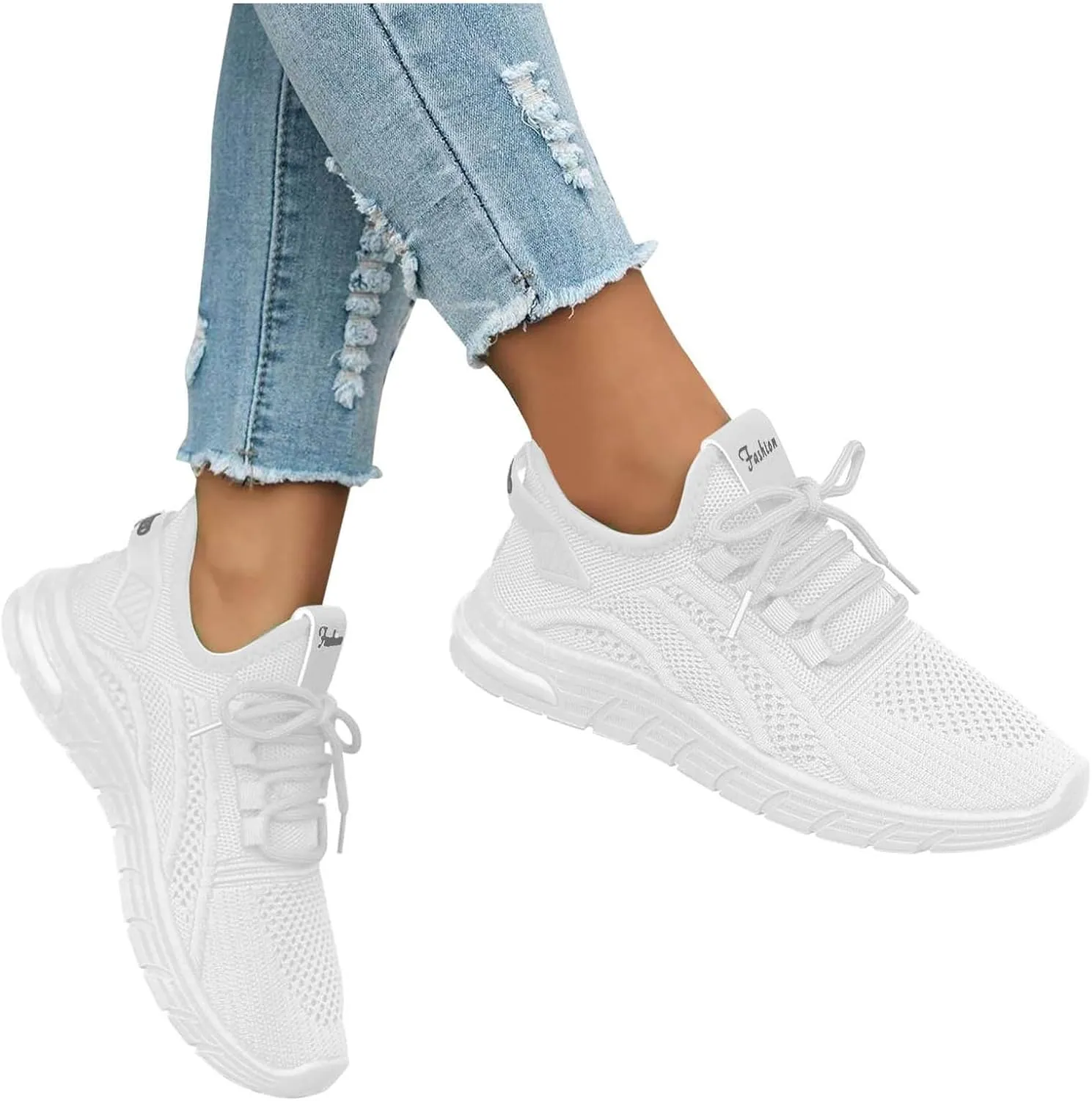 2025 Women Closed Toe Shoes Fashion Breathable Mesh Sport Sneakers Comfortable Non-Slip Slip-On Loafer Slides Summer Beach Vacation Slippers Indoor/Outdoor Lace Up Walking Footwear