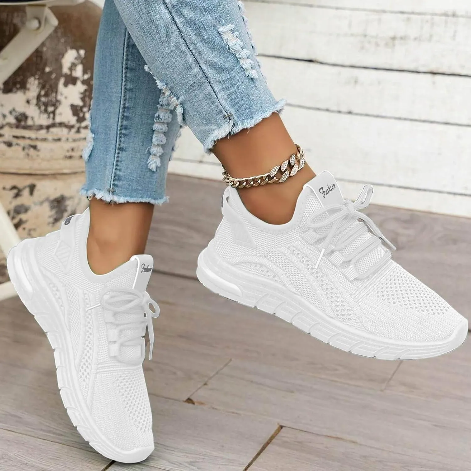 2025 Women Closed Toe Shoes Fashion Breathable Mesh Sport Sneakers Comfortable Non-Slip Slip-On Loafer Slides Summer Beach Vacation Slippers Indoor/Outdoor Lace Up Walking Footwear