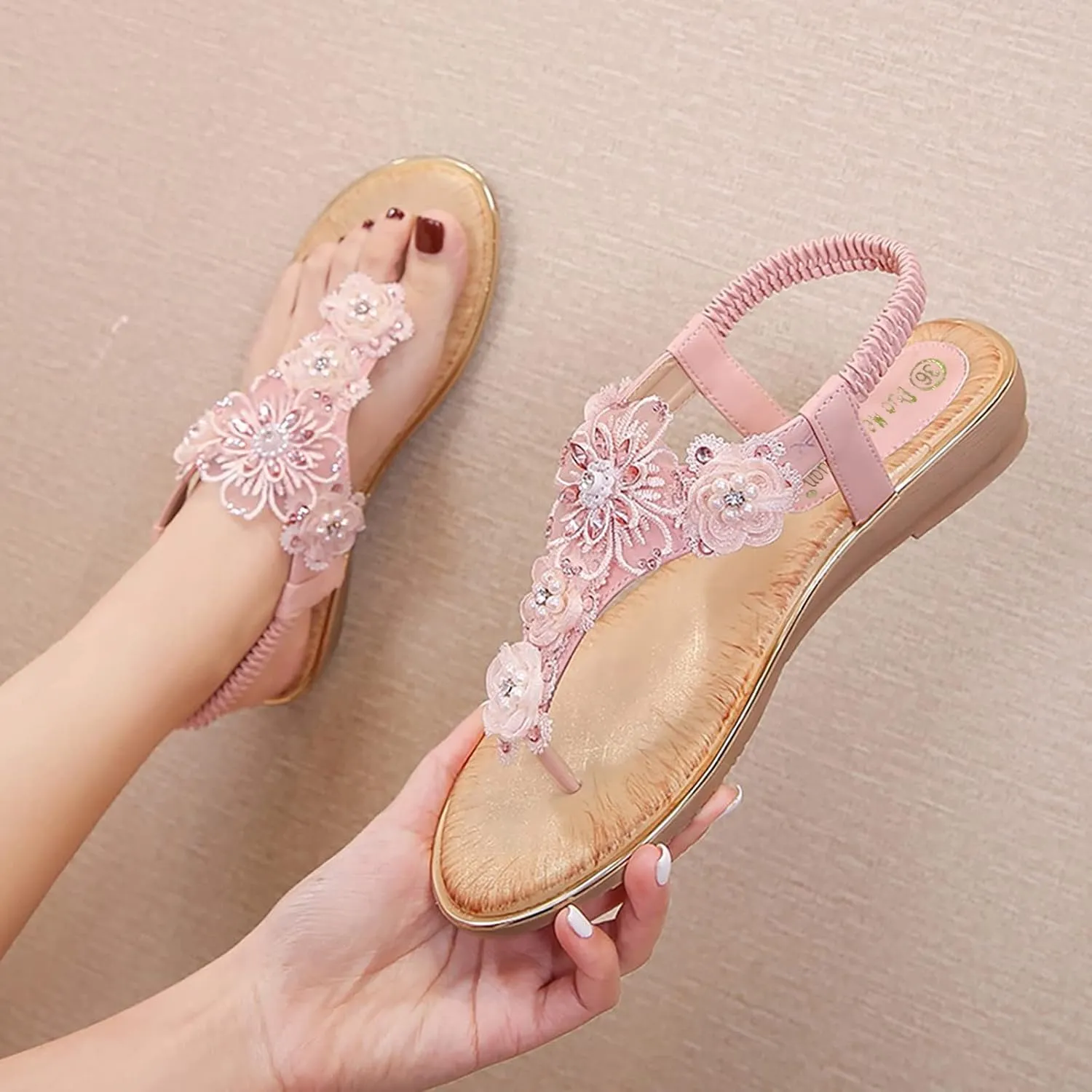 2025 Women Orthopedic Sandals Stylish Cute Flower Walking Footwear with Arch Support Comfortable Non-Slip Open Toe Soft Sole Flats Slides Breathable Clip Toe Flip Flops Outdoor Summer Low Heel Shoe