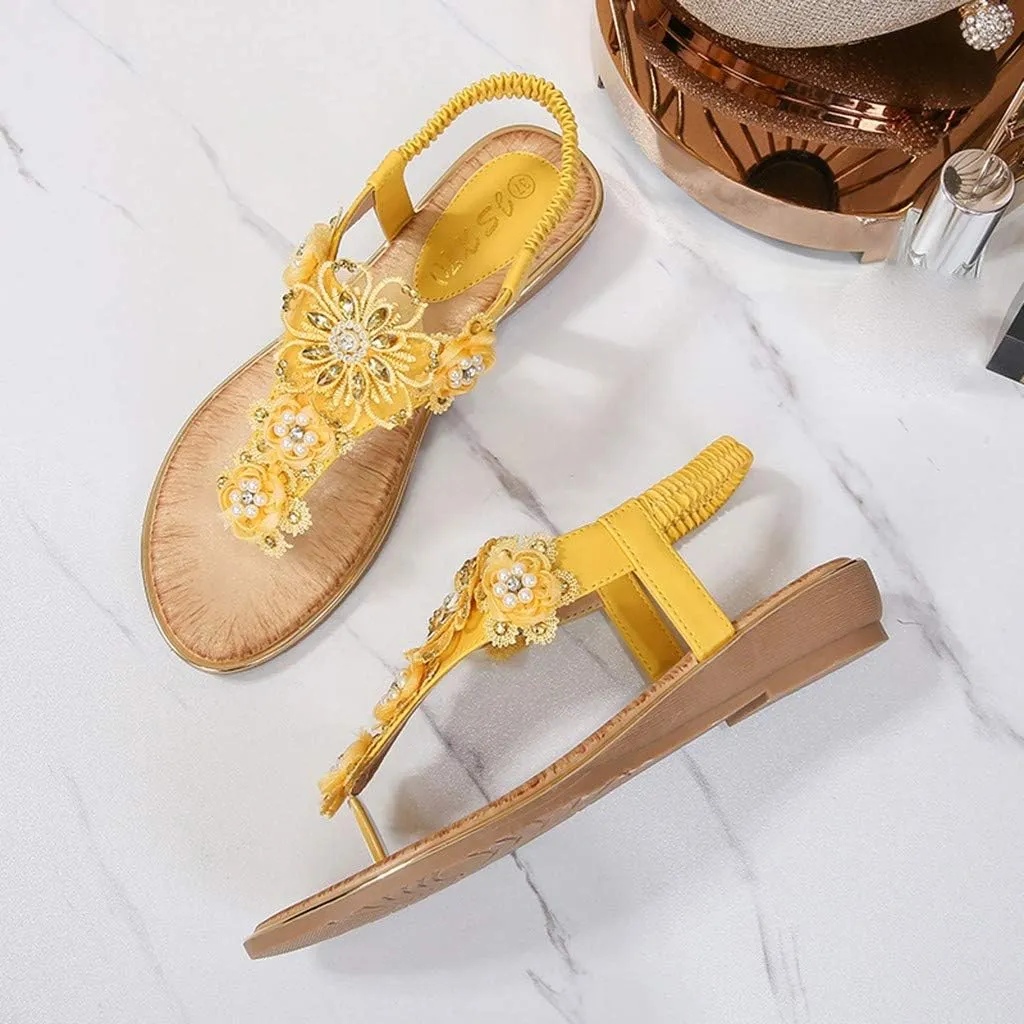 2025 Women Orthopedic Sandals Stylish Cute Flower Walking Footwear with Arch Support Comfortable Non-Slip Open Toe Soft Sole Flats Slides Breathable Clip Toe Flip Flops Outdoor Summer Low Heel Shoe