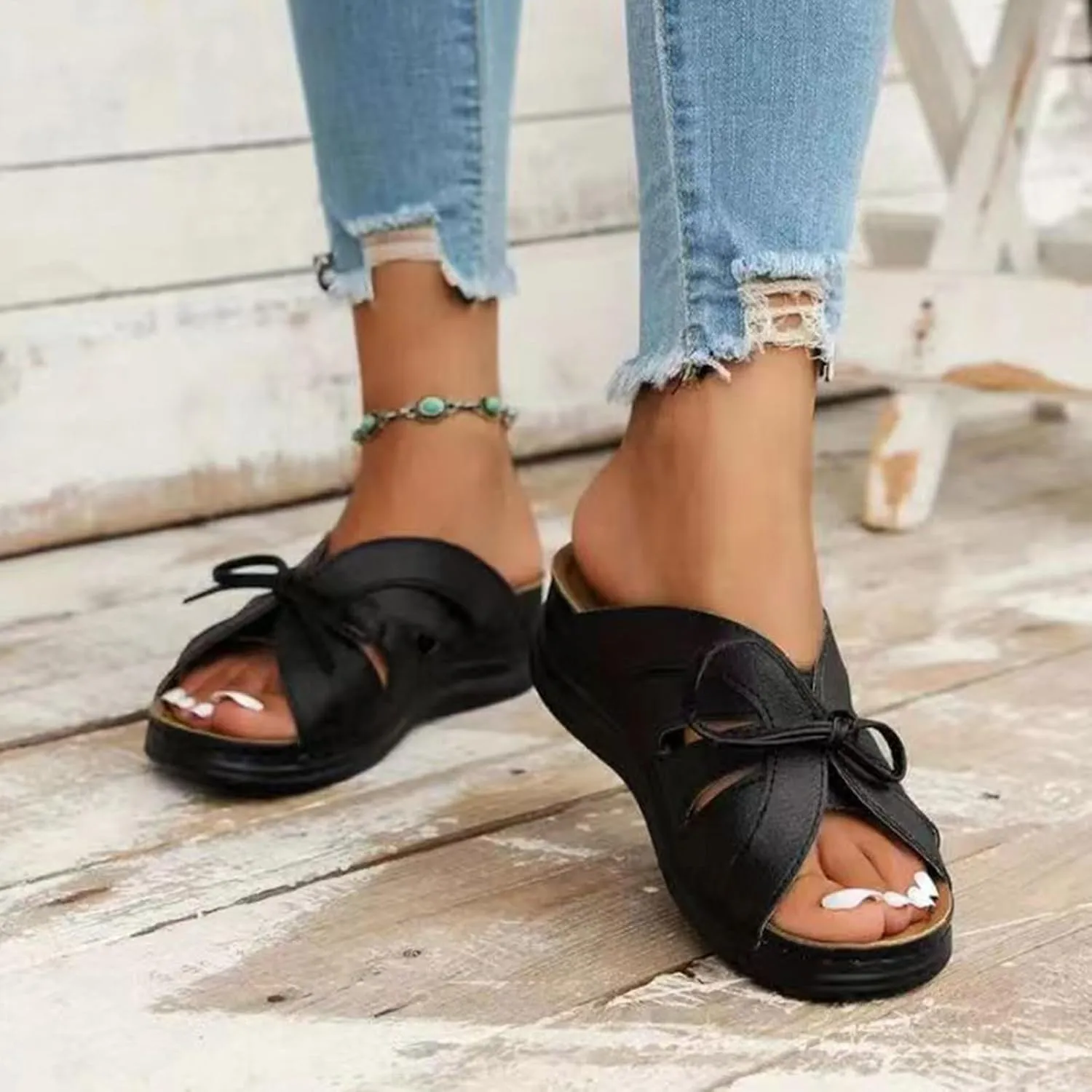 2025 Women Orthopedic Sandals Stylish Ladies Dressy Casual Shoe with Arch Support Breathable Walking Footwear Indoor/Outdoor Slip-On Open Toe Soft Sole Slides Summer Beach Vacation Slippers