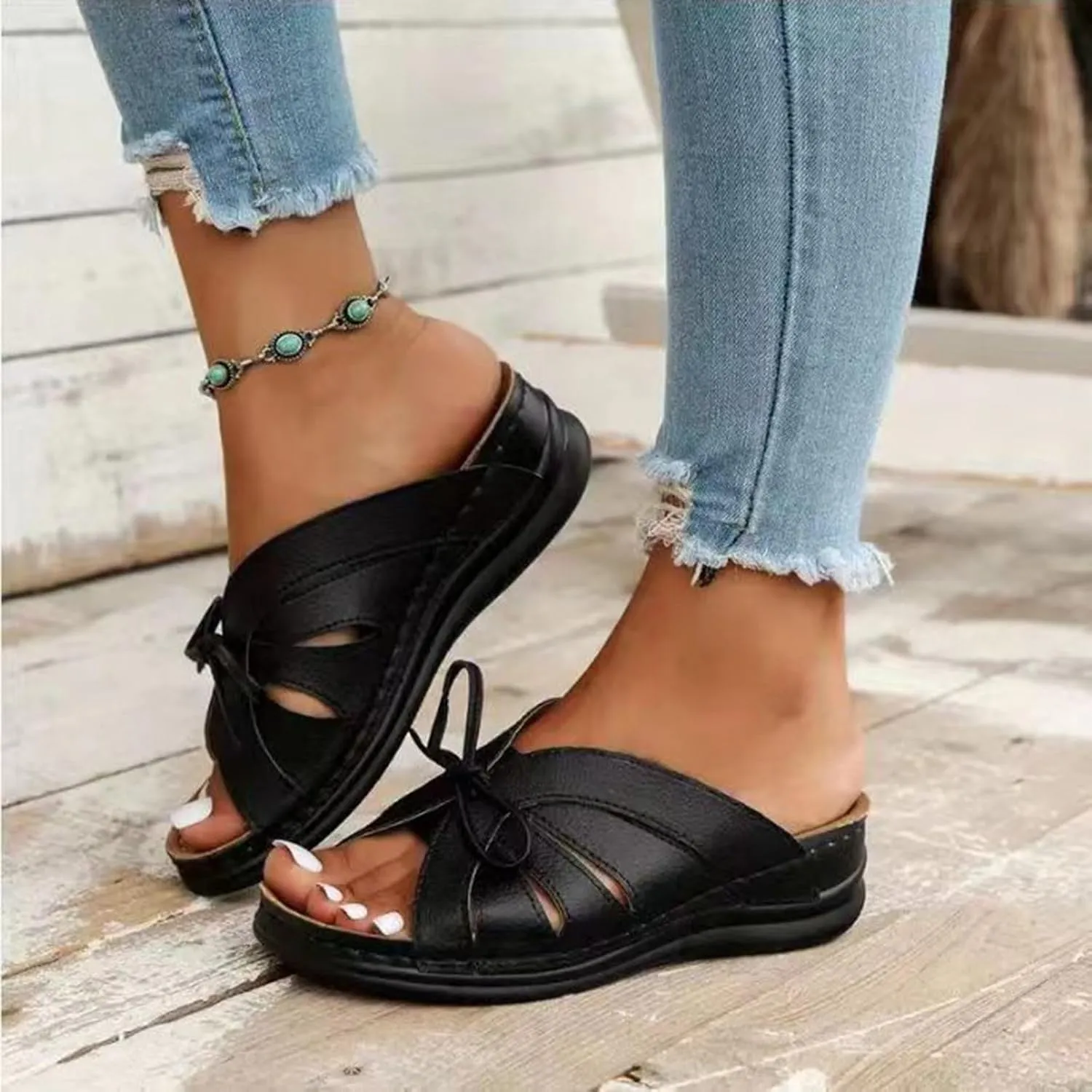 2025 Women Orthopedic Sandals Stylish Ladies Dressy Casual Shoe with Arch Support Breathable Walking Footwear Indoor/Outdoor Slip-On Open Toe Soft Sole Slides Summer Beach Vacation Slippers