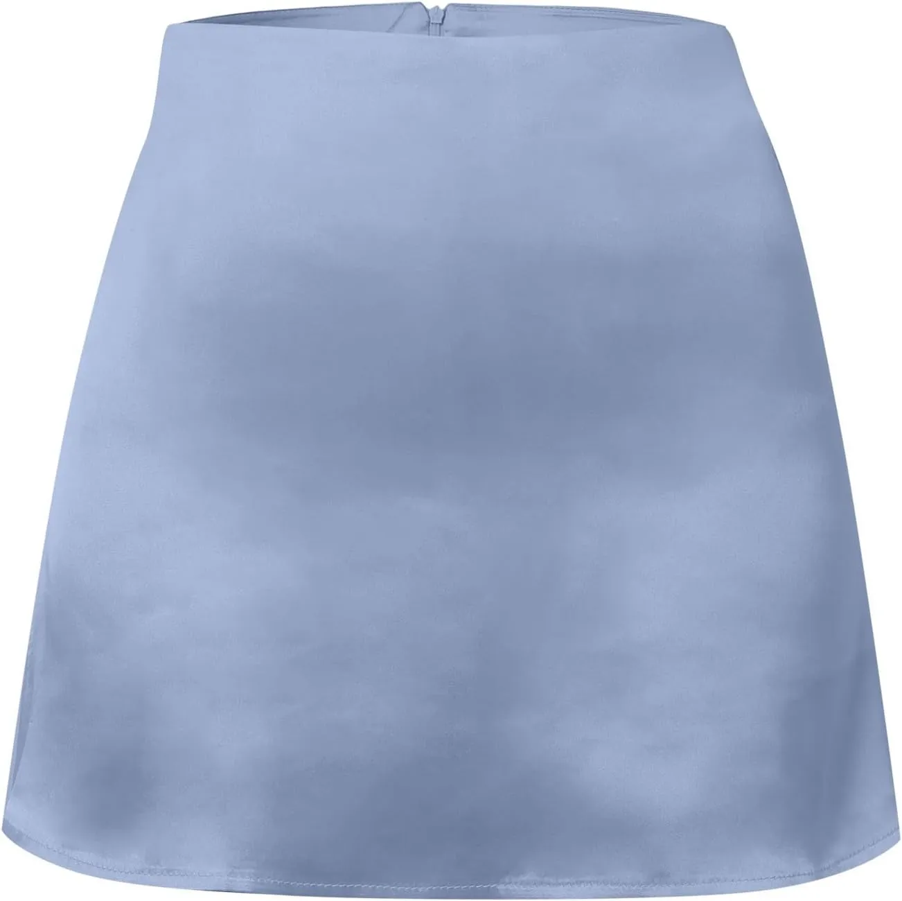 2025 Womens Satin Summer Zipper Mini Skirt Casual High Waisted A Line Flared Skirts Flowy Basic Skorts Built in Shorts
