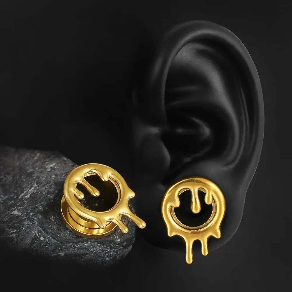 2PCS Cool Drops Ear Gauges for Stretched Hypoallergenic 316 Stainless Steel Ear Tunnels Plugs 8mm-25mm (0G-1") Body Piercing Jewelry for Women Men Halloween