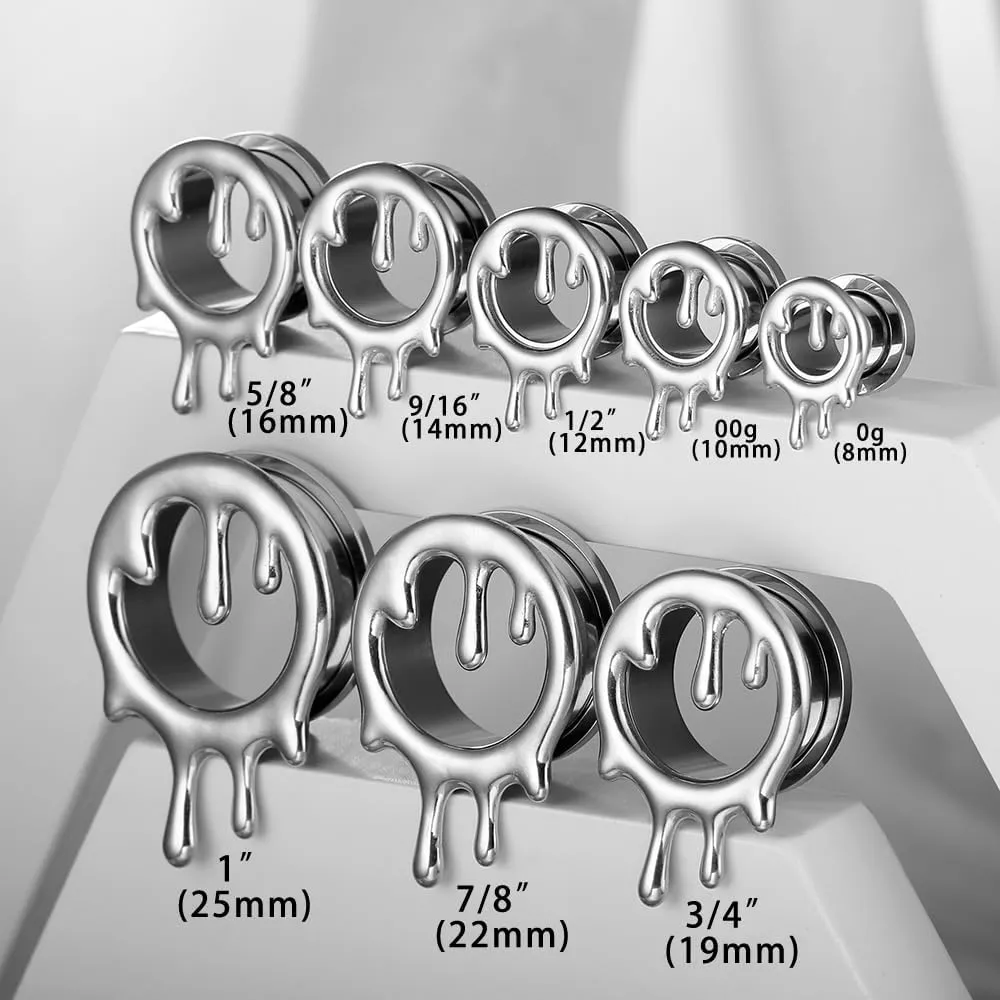2PCS Cool Drops Ear Gauges for Stretched Hypoallergenic 316 Stainless Steel Ear Tunnels Plugs 8mm-25mm (0G-1") Body Piercing Jewelry for Women Men Halloween