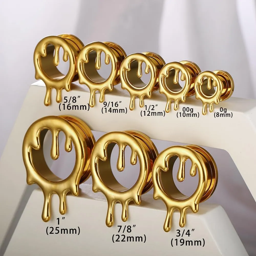 2PCS Cool Drops Ear Gauges for Stretched Hypoallergenic 316 Stainless Steel Ear Tunnels Plugs 8mm-25mm (0G-1") Body Piercing Jewelry for Women Men Halloween