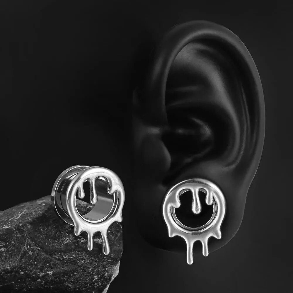 2PCS Cool Drops Ear Gauges for Stretched Hypoallergenic 316 Stainless Steel Ear Tunnels Plugs 8mm-25mm (0G-1") Body Piercing Jewelry for Women Men Halloween