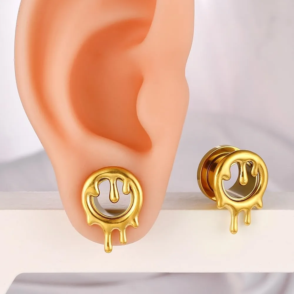 2PCS Cool Drops Ear Gauges for Stretched Hypoallergenic 316 Stainless Steel Ear Tunnels Plugs 8mm-25mm (0G-1") Body Piercing Jewelry for Women Men Halloween