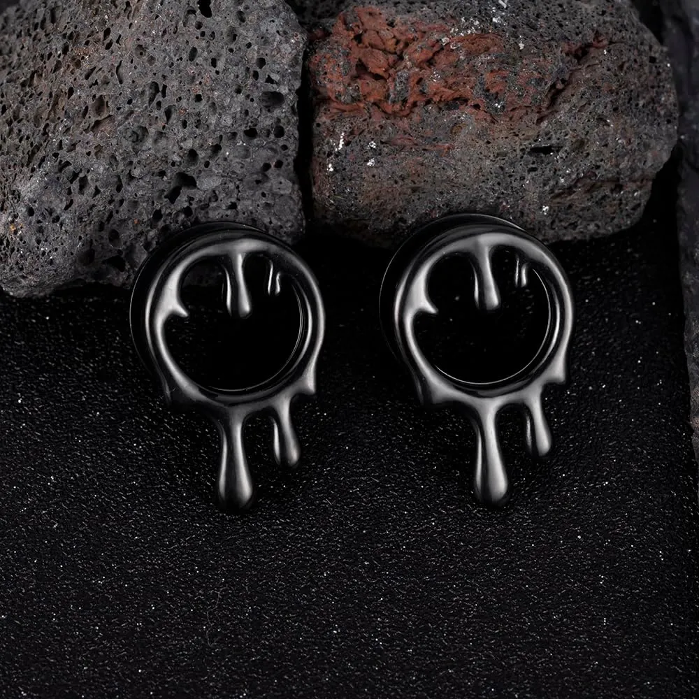 2PCS Cool Water Drops Ear Tunnels Plugs 316 Stainless Steel Ear Gauges Hypoallergenic Earring Expanders for Stretched Piercing Body Jewelry