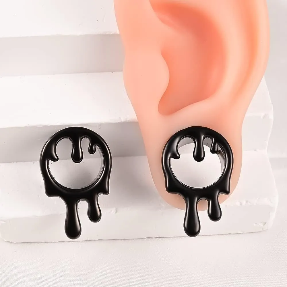 2PCS Cool Water Drops Ear Tunnels Plugs 316 Stainless Steel Ear Gauges Hypoallergenic Earring Expanders for Stretched Piercing Body Jewelry