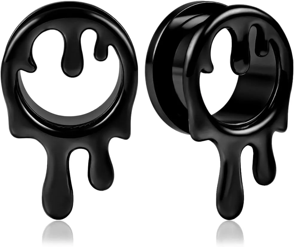 2PCS Cool Water Drops Ear Tunnels Plugs 316 Stainless Steel Ear Gauges Hypoallergenic Earring Expanders for Stretched Piercing Body Jewelry
