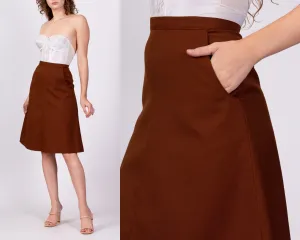 70s Campus Casuals Rust Brown A Line Skirt - Extra Small, 24.5"