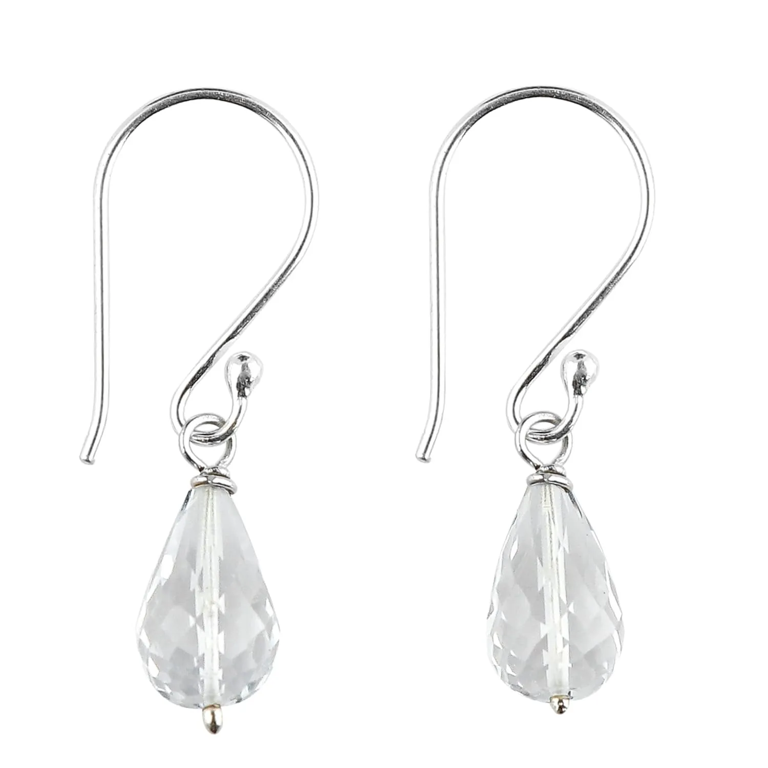 925 Sterling Silver Earrings for Women Natural Clear Quartz Gemstones Dangle Earrings Healing Crystals Stones Handmade Minimalist Birthday Gifts for Her