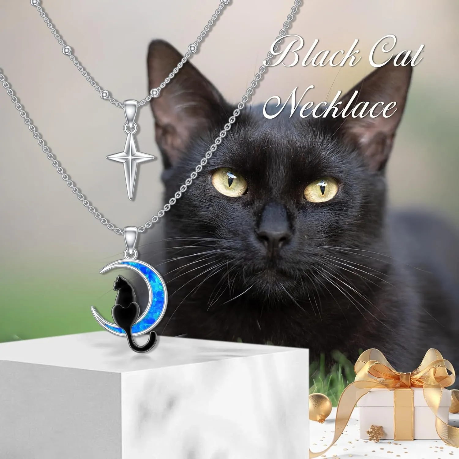 925 Sterling Silver Layered Necklaces Italian Horn Evil Eye/Italian Horn Ladybug/Black Cat/Cross Lifeline Heart Pendant Layering Necklace Jewelry Gifts for Women Wife