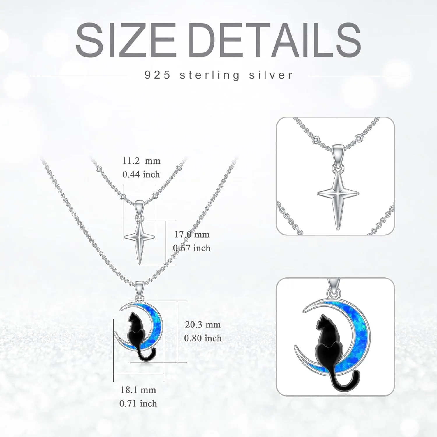 925 Sterling Silver Layered Necklaces Italian Horn Evil Eye/Italian Horn Ladybug/Black Cat/Cross Lifeline Heart Pendant Layering Necklace Jewelry Gifts for Women Wife