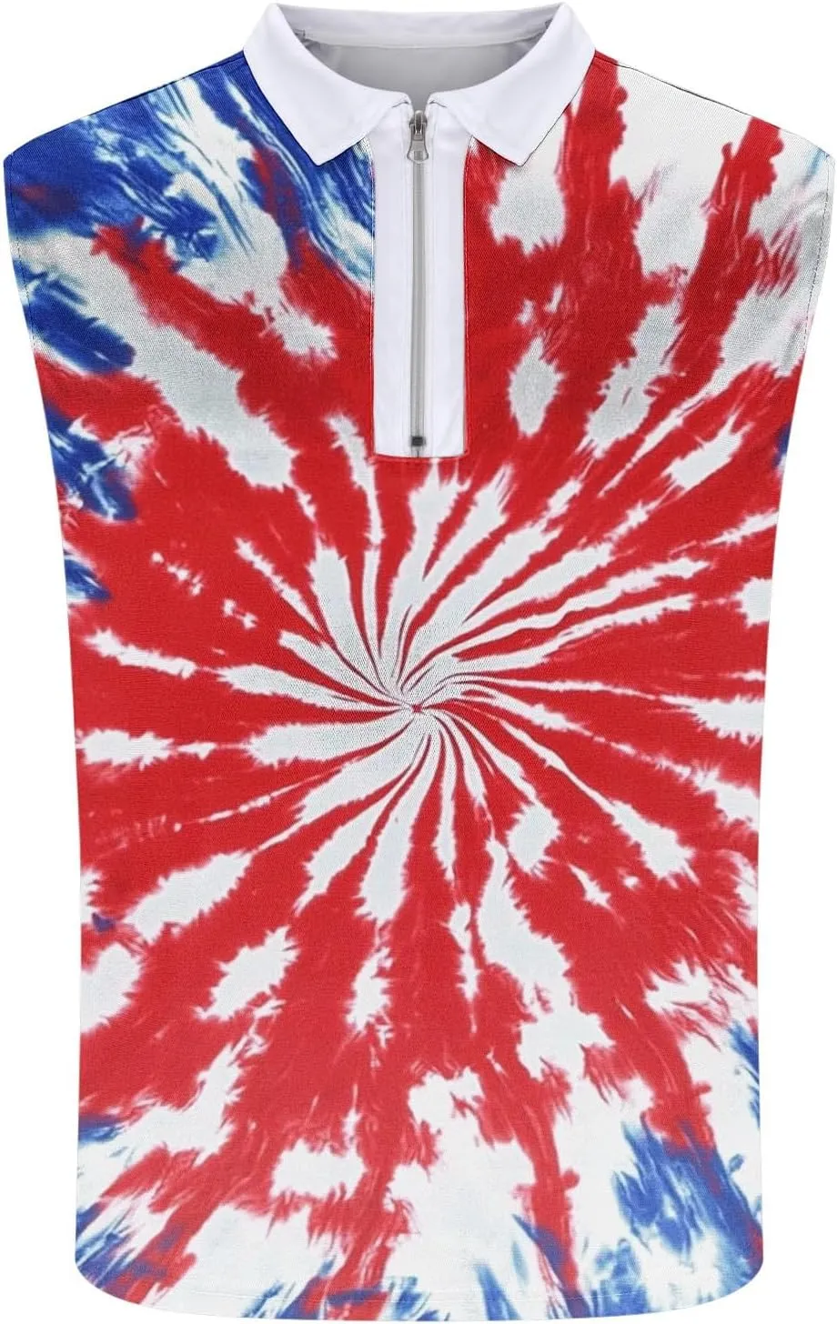 American Flag Striped Tank Tops Mens Sleeveless Shirts Casual Quarter Zip Collared Dressy Top USA Patriotic Vintage Tees