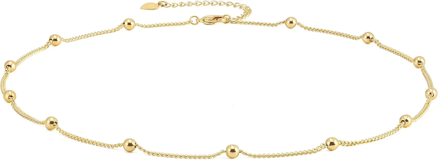Aobei Pearl 18K Gold Paperclip Chain Choker Satellite Chain Biwa Pearl Pendant Necklace Dainty Jewelry for Women