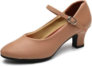 AOQUNFS Ballroom Dance Shoes Women Closed Toe Walts Salsa Latin Dance Shoes,FT-100