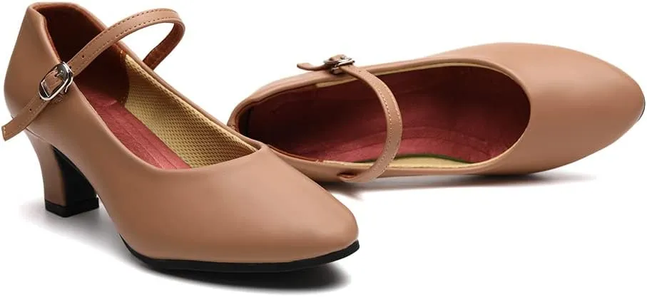 AOQUNFS Ballroom Dance Shoes Women Closed Toe Walts Salsa Latin Dance Shoes,FT-100