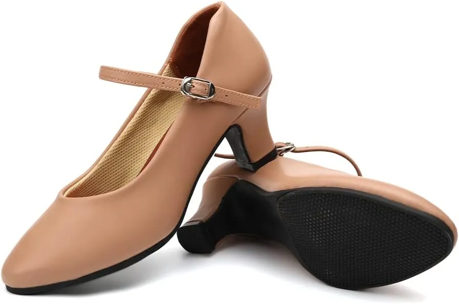 AOQUNFS Ballroom Dance Shoes Women Closed Toe Walts Salsa Latin Dance Shoes,FT-100