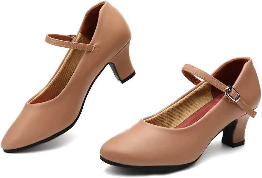 AOQUNFS Ballroom Dance Shoes Women Closed Toe Walts Salsa Latin Dance Shoes,FT-100