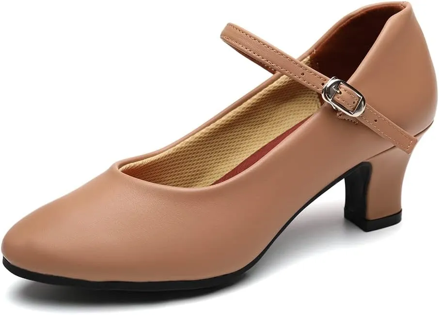 AOQUNFS Ballroom Dance Shoes Women Closed Toe Walts Salsa Latin Dance Shoes,FT-100