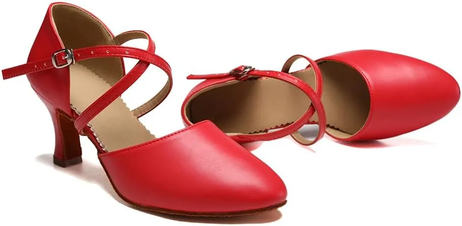 AOQUNFS Women Ballroom Dance Shoes Women Closed Toe Walts Salsa Latin Dance Shoes,Model FT188