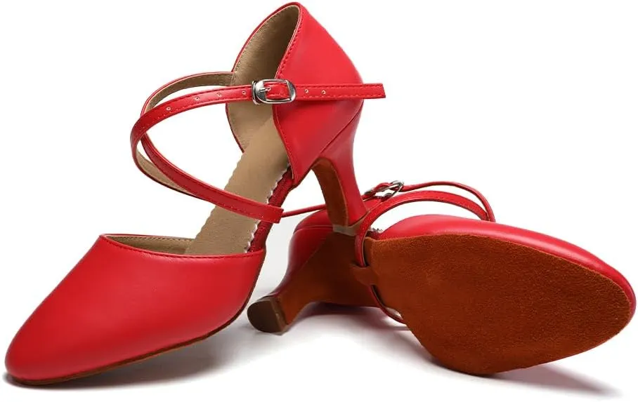 AOQUNFS Women Ballroom Dance Shoes Women Closed Toe Walts Salsa Latin Dance Shoes,Model FT188