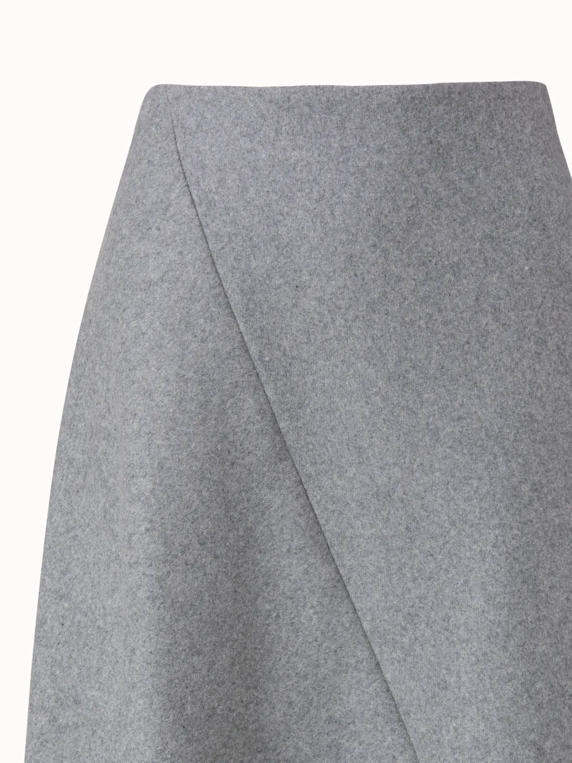 Asymmetrischer Midirock aus Wolle Stretch Flanell