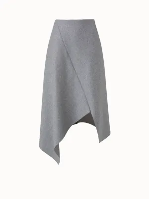 Asymmetrischer Midirock aus Wolle Stretch Flanell