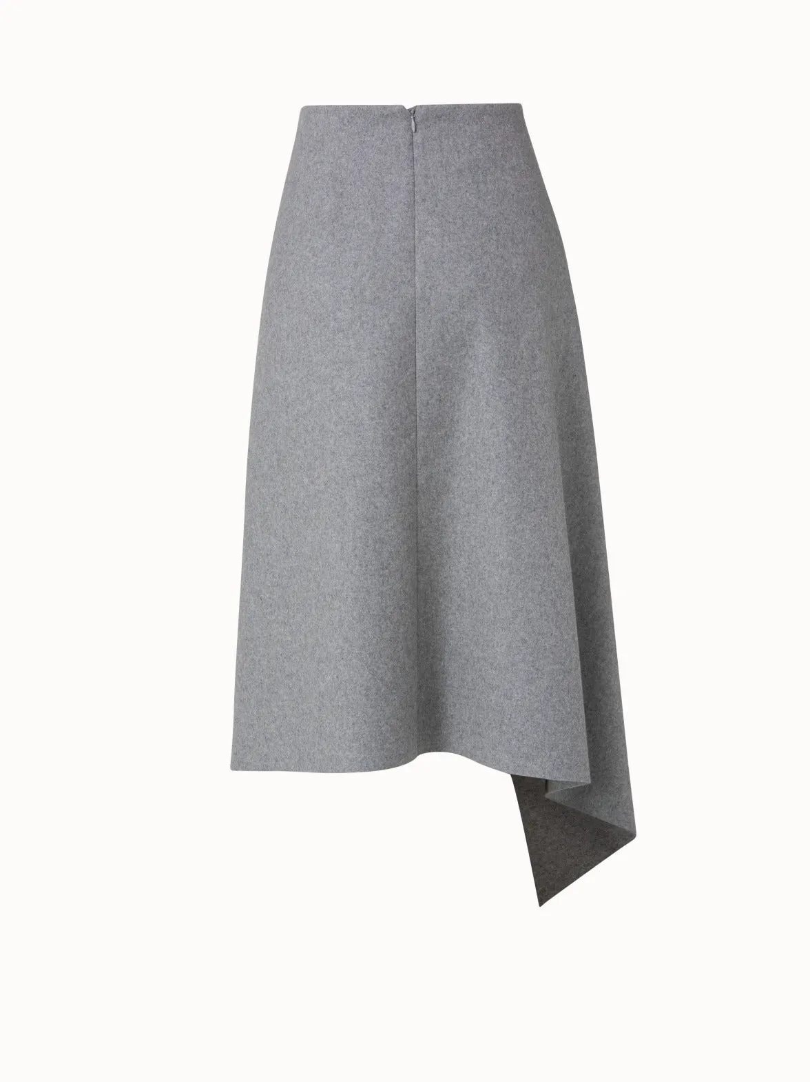 Asymmetrischer Midirock aus Wolle Stretch Flanell