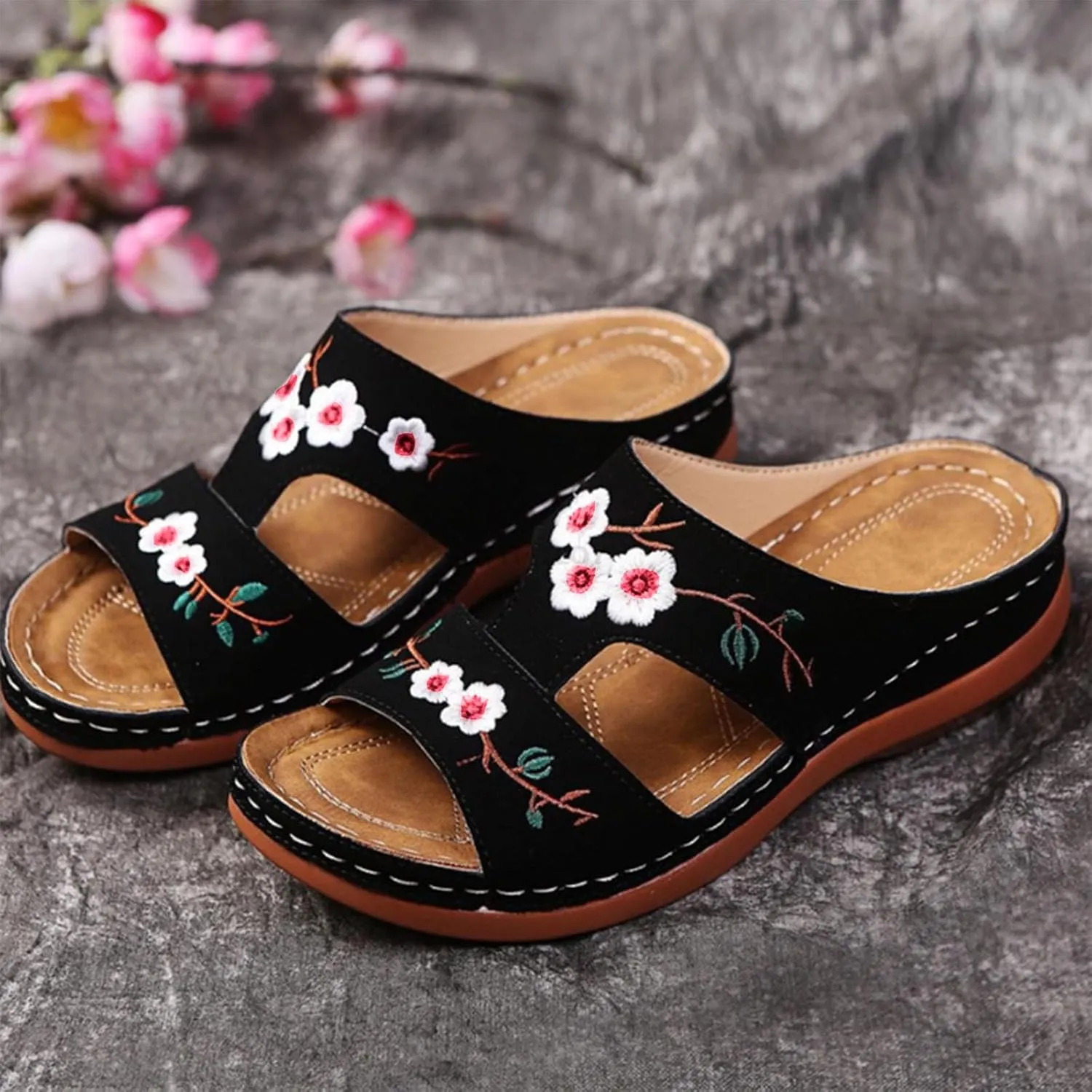 Avylays Orthopedic Sandals for Women, Women Walking Sandals with Arch Support Wedge Sandals Comfortable Beach Sandals