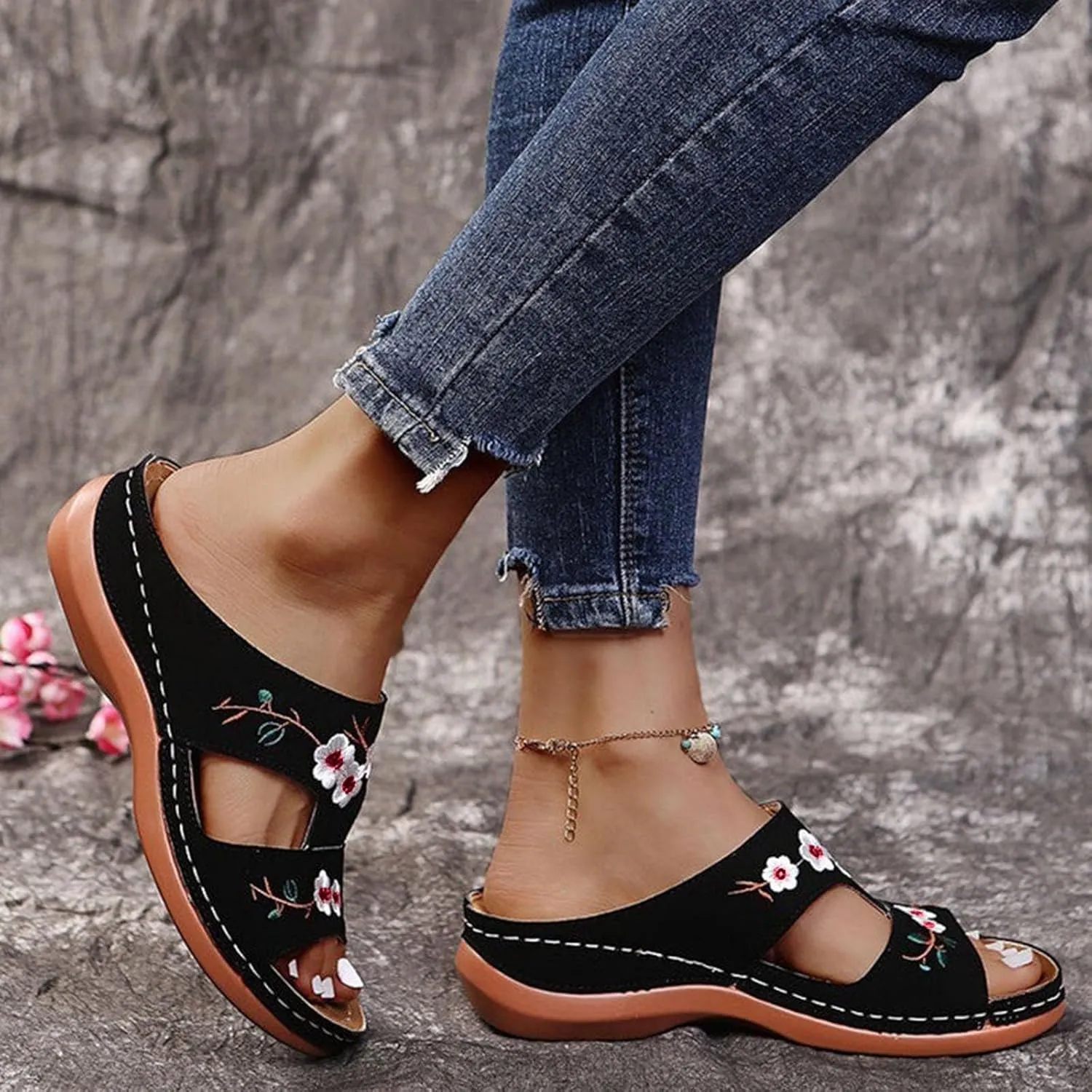 Avylays Orthopedic Sandals for Women, Women Walking Sandals with Arch Support Wedge Sandals Comfortable Beach Sandals