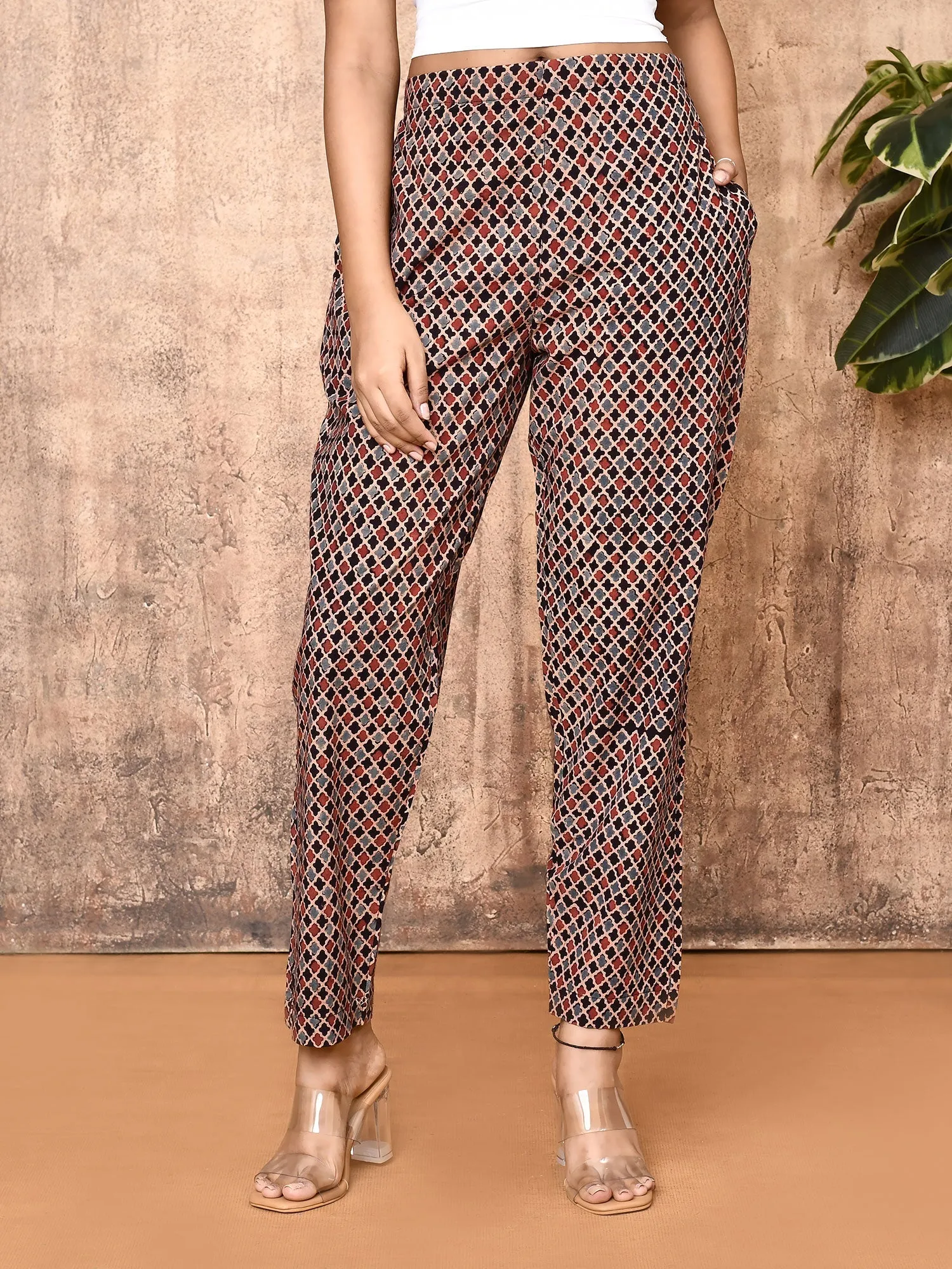 Bani Black Ajrakh Cotton Hand Printed Pant