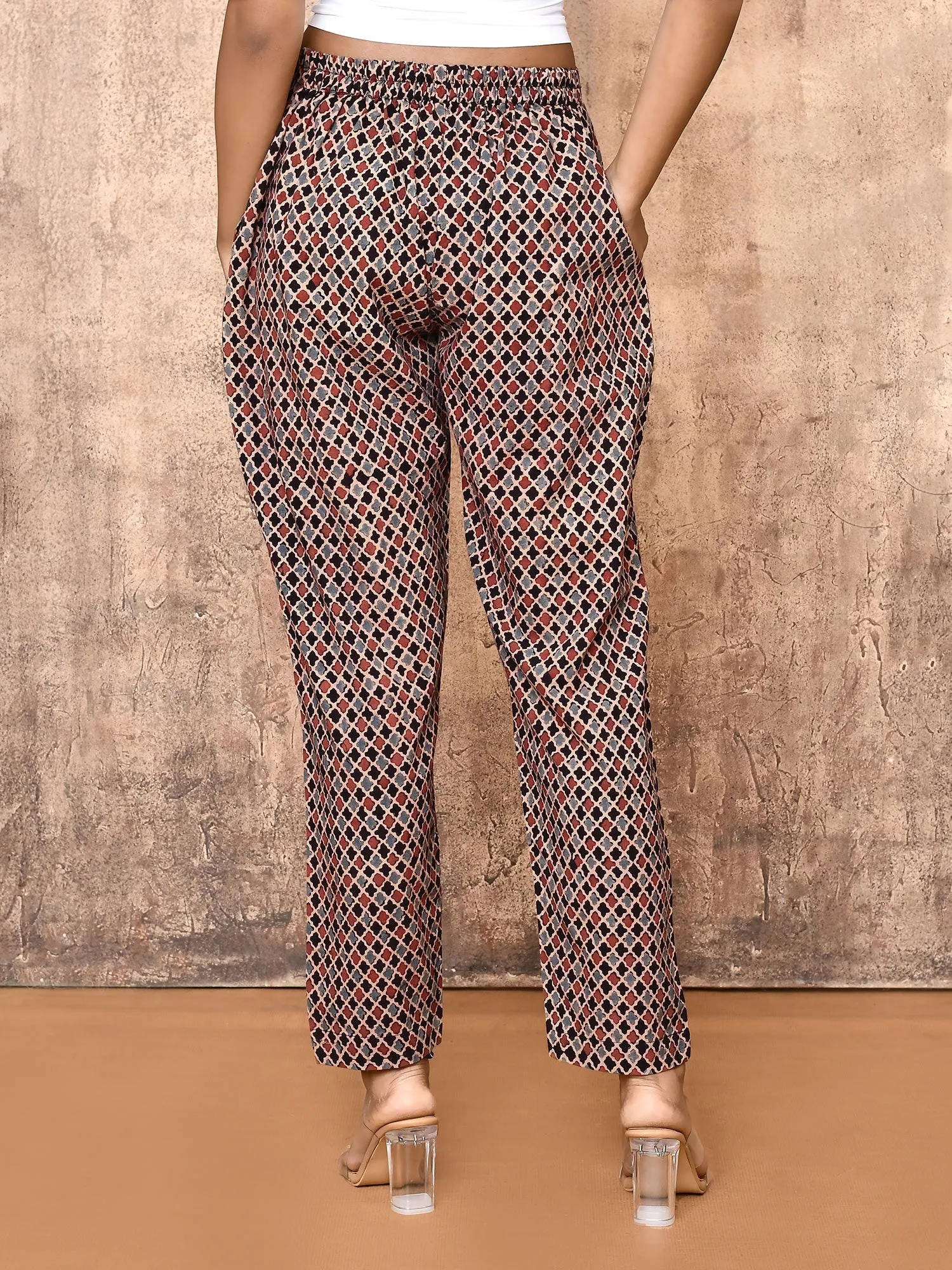 Bani Black Ajrakh Cotton Hand Printed Pant