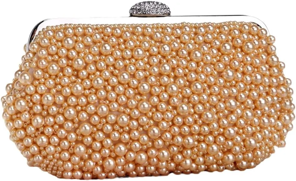 Beaded Women Clutch Bag Hollow Out Pearl Ladies Evening Bags Chain Diamonds Party Wedding Shoulder Handbags