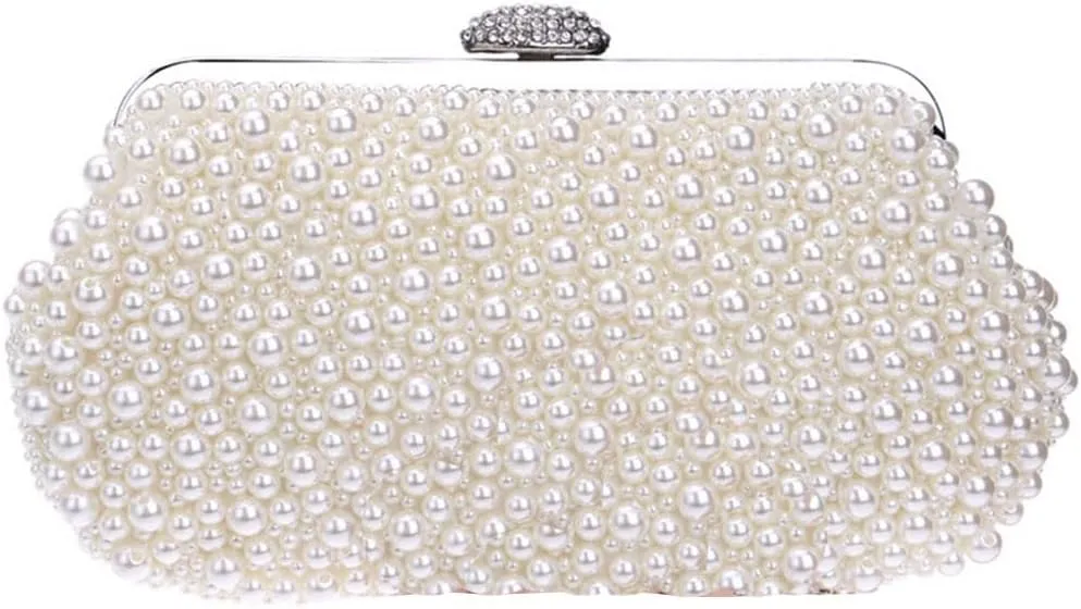 Beaded Women Clutch Bag Hollow Out Pearl Ladies Evening Bags Chain Diamonds Party Wedding Shoulder Handbags