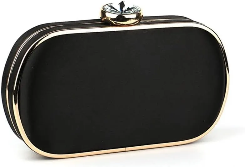 Beaded Women Day Clutch Stones Vintage Evening Bags for Wedding Party Shoulder Handbags(Black)