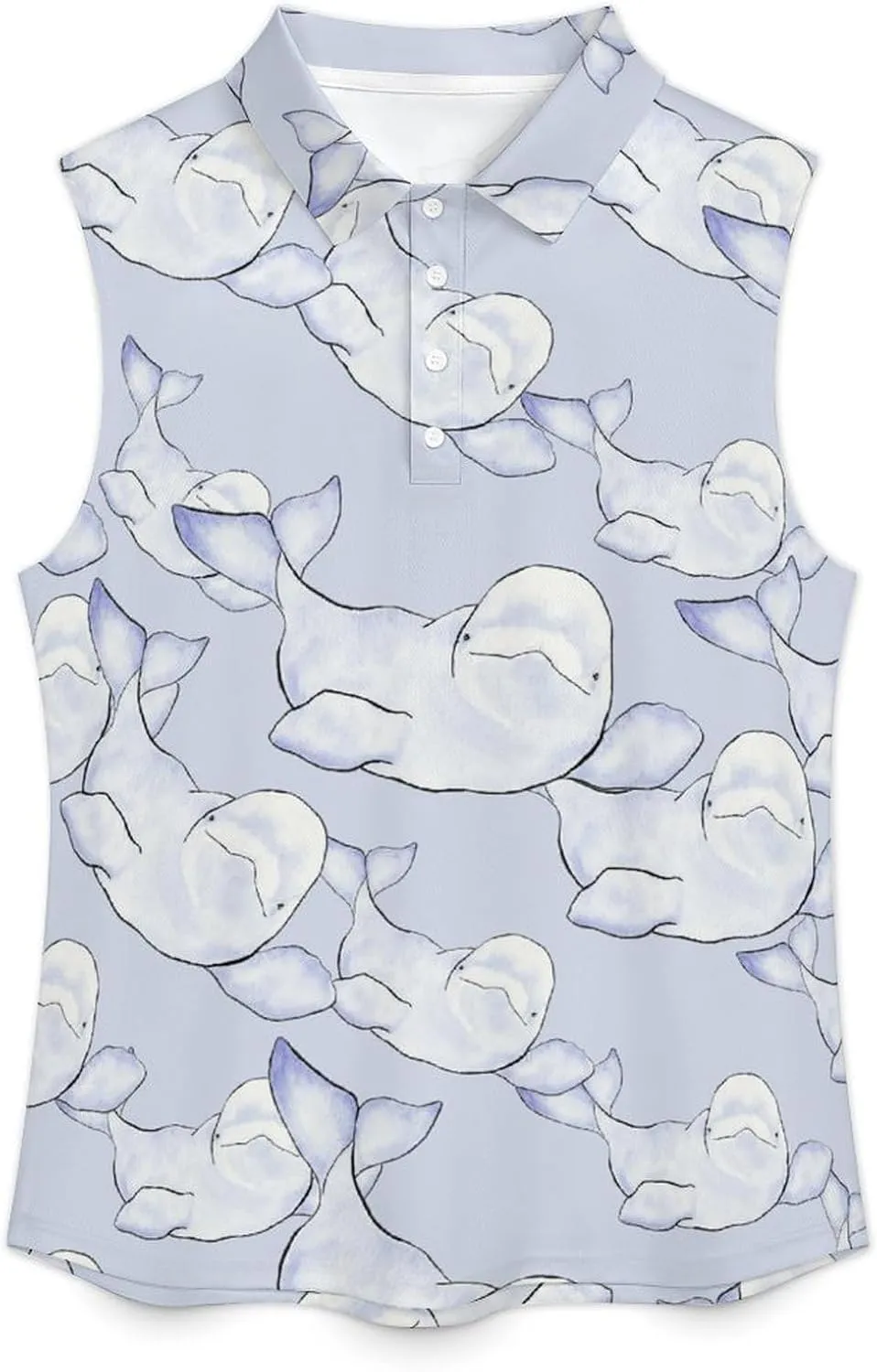 Beluga Wave Women's Sleeveless Golf Polo Shirts Athletic Tank Tops